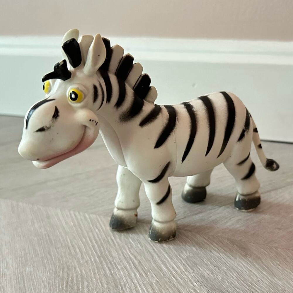 Happy Zebra Plastic Figure Animal Big Head Smile 2007 Cake Topper Safari Africa
